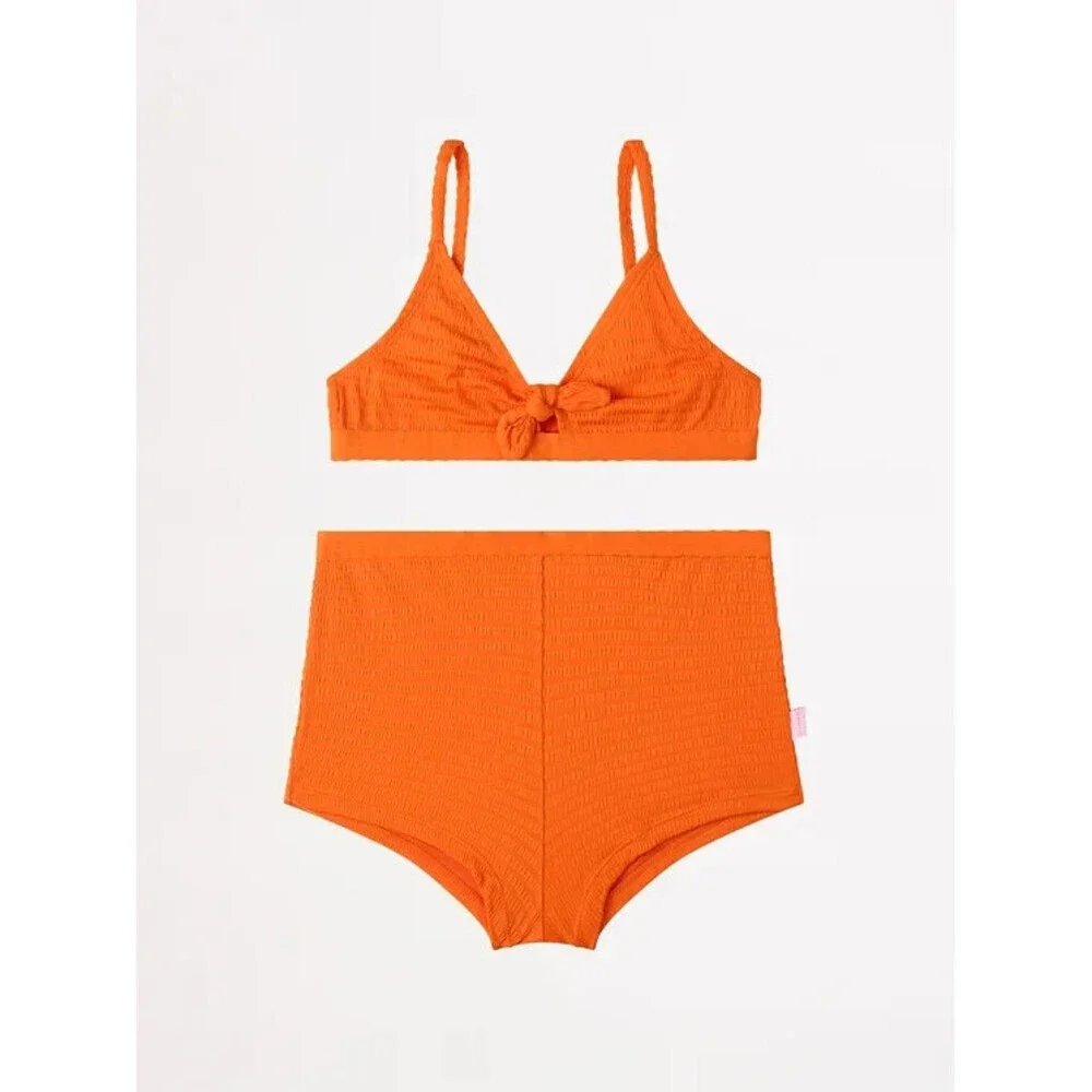 Seafolly Papillon Bikini Top Girls 10 Orange Stretch Two-Piece Swimwear ERK771